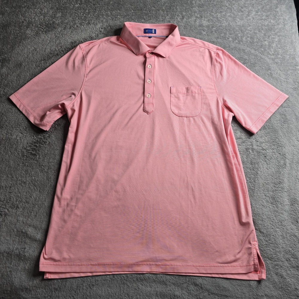 Stitch Pocket Golf Polo Mens XL Pink Coral Performance Stretch Short Sleeve